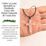 Colier cu Cuart Roz Natural in forma de cruce - Iubire si vindecare emotionala