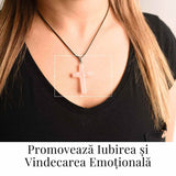 Colier cu Cuart Roz Natural in forma de cruce - Iubire si vindecare emotionala