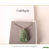 Colier cu Jad Natural cu Chipul lui Isus – Credinta, Armonie si Protectie