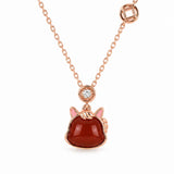 Colier Argint 925 Rose Gold cu Agat Rosu Natural – Curaj, Energie si Eleganta