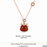 Colier Argint 925 Rose Gold cu Agat Rosu Natural – Curaj, Energie si Eleganta