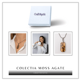 Colier Titanium cu Agat Muschi Dreptunghi - Echilibru Natural si Conexiune cu Natura