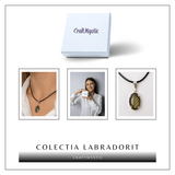 Colier cu Labradorit Oval pe Snur Cerat - Claritate Interioara, Intuitie si Lumina Mistica