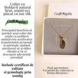 Colier argint 925 placat cu aur 18k cu Moldavit natural - 2.27 g | Transformare si protectie energetica