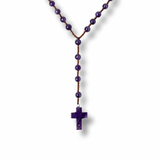Colier cu Margele din Ametist Natural si Pandantiv Cruce - Liniste Interioara si Protectie Spirituala