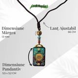 Colier Thangka Nepalez din Lemn de Abanos cu Leul de Zapada - Protectie Spirituala si Echilibru Interior