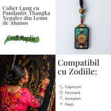 Colier Thangka Nepalez din Lemn de Abanos cu Leul de Zapada - Protectie Spirituala si Echilibru Interior