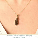 Colier Elegant cu Moldavit Brut si Argint placat cu Aur 18K - Claritate si Intuitie