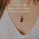 Colier Unisex cu Moldavit Natural si Argint placat cu Aur 18K - Energie Rara si Autentica