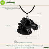Colier cu Obsidian Natural in Forma de Cal – Protectie, Forta si incredere