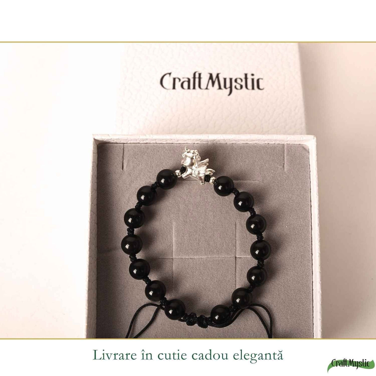 Bratara cu Obsidian Natural si Calut – Protectie, Curaj si Libertate