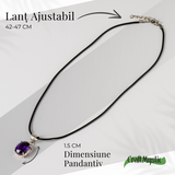 Colier Ametist Fatetat Oval - Claritate Mentala si Echilibru