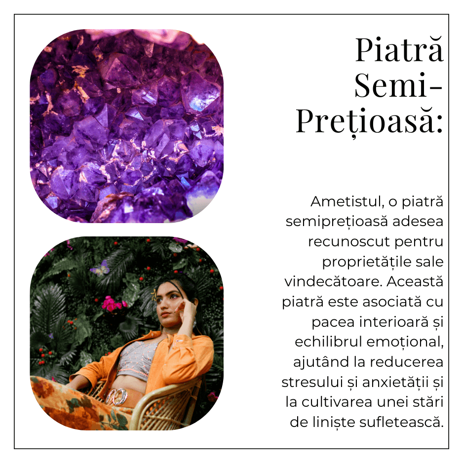 Colier Ametist Fatetat Oval - Claritate Mentala si Echilibru