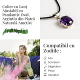 Colier Ametist Fatetat Oval - Claritate Mentala si Echilibru