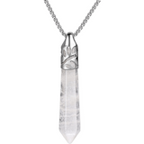 Colier cu pandantiv hexagonal din cristal Cuart transparent - O piatra puternica si protectoare, elibereaza stresul si calmeaza emotiile