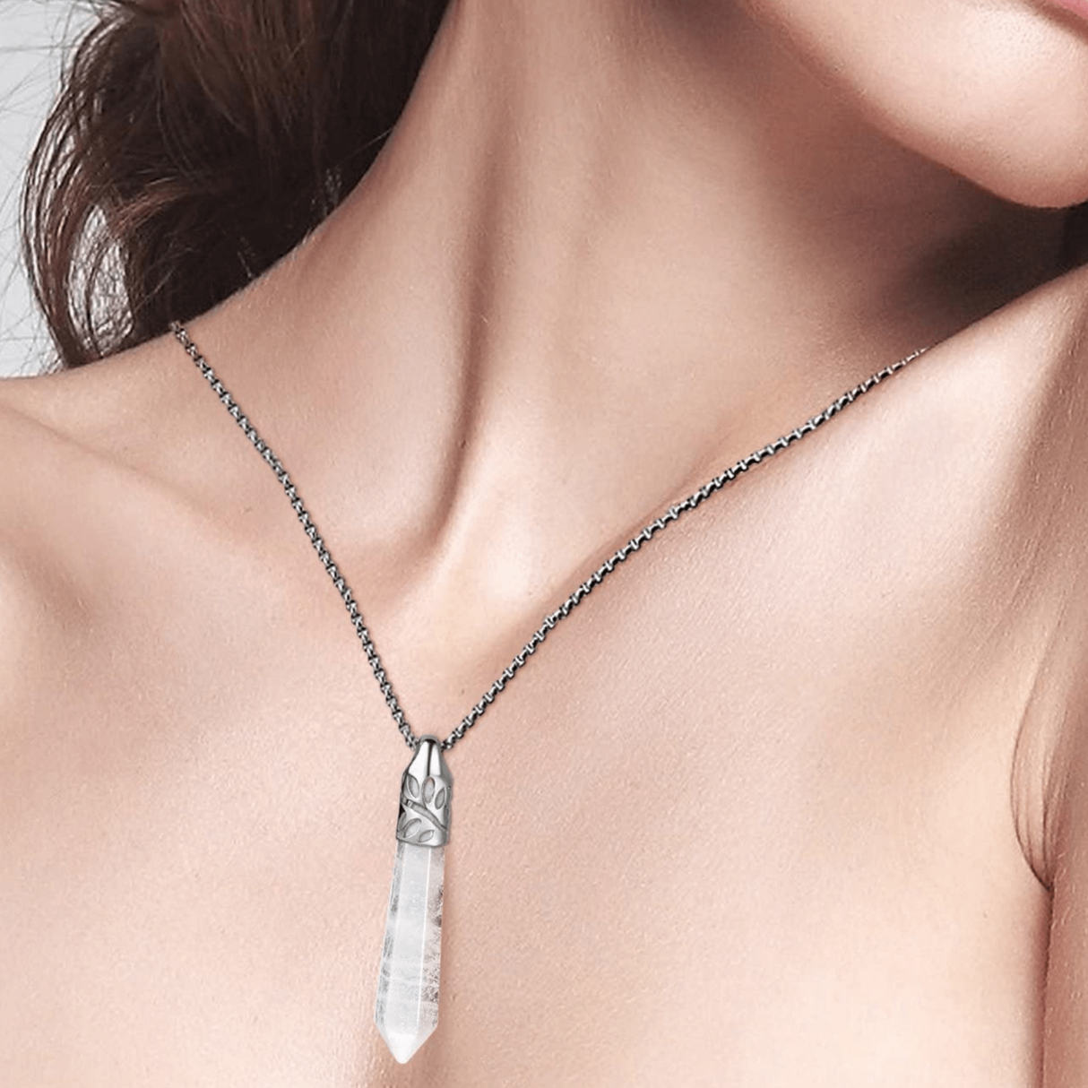 Colier cu pandantiv hexagonal din cristal ametist - O piatra puternica si protectoare, elibereaza stresul si calmeaza emotiile