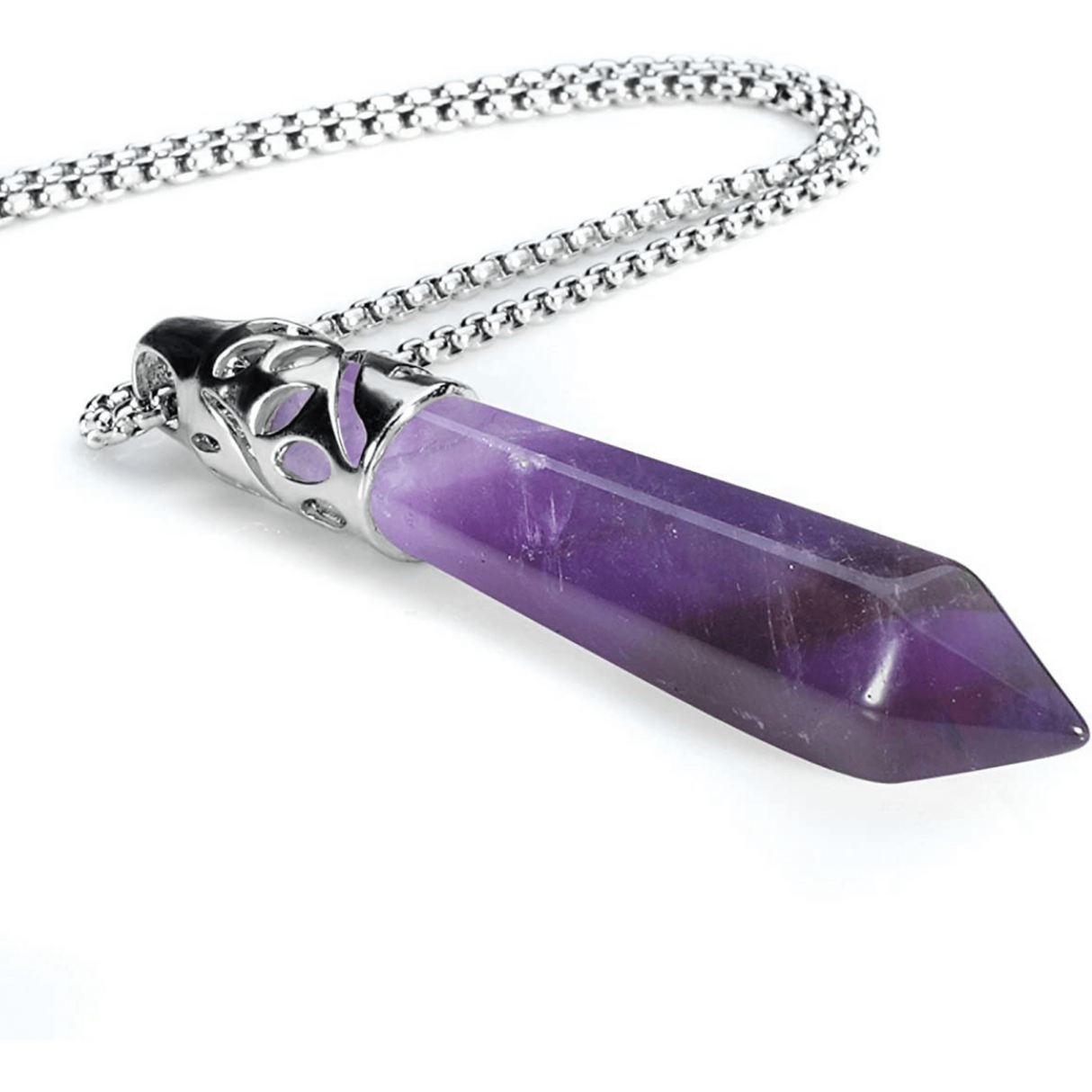 Colier cu pandantiv hexagonal din cristal ametist - O piatra puternica si protectoare, elibereaza stresul si calmeaza emotiile
