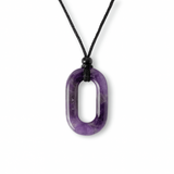 Colier cu Pandantiv Oval din Ametist Natural - Piatra Protectiei si Claritatii Spirituale