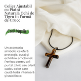 Colier cu Ochi de Tigru Natural in Forma de Cruce - Protectie si Echilibru Energetic
