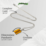 Colier cu Ochi de Tigru Natural si Pandantiv Dreptunghiular - Putere si Protectie