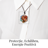Colier cu Pandantiv Hexagrama din Rasina si Piatra 7 Chakre - Protectie si Armonie