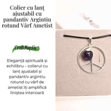 Colier cu Ametist în forma de Semnul Pacii - Liniste si Claritate