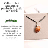 Colier cu pandantiv varf Citrin argintiu - Energie si Prosperitate