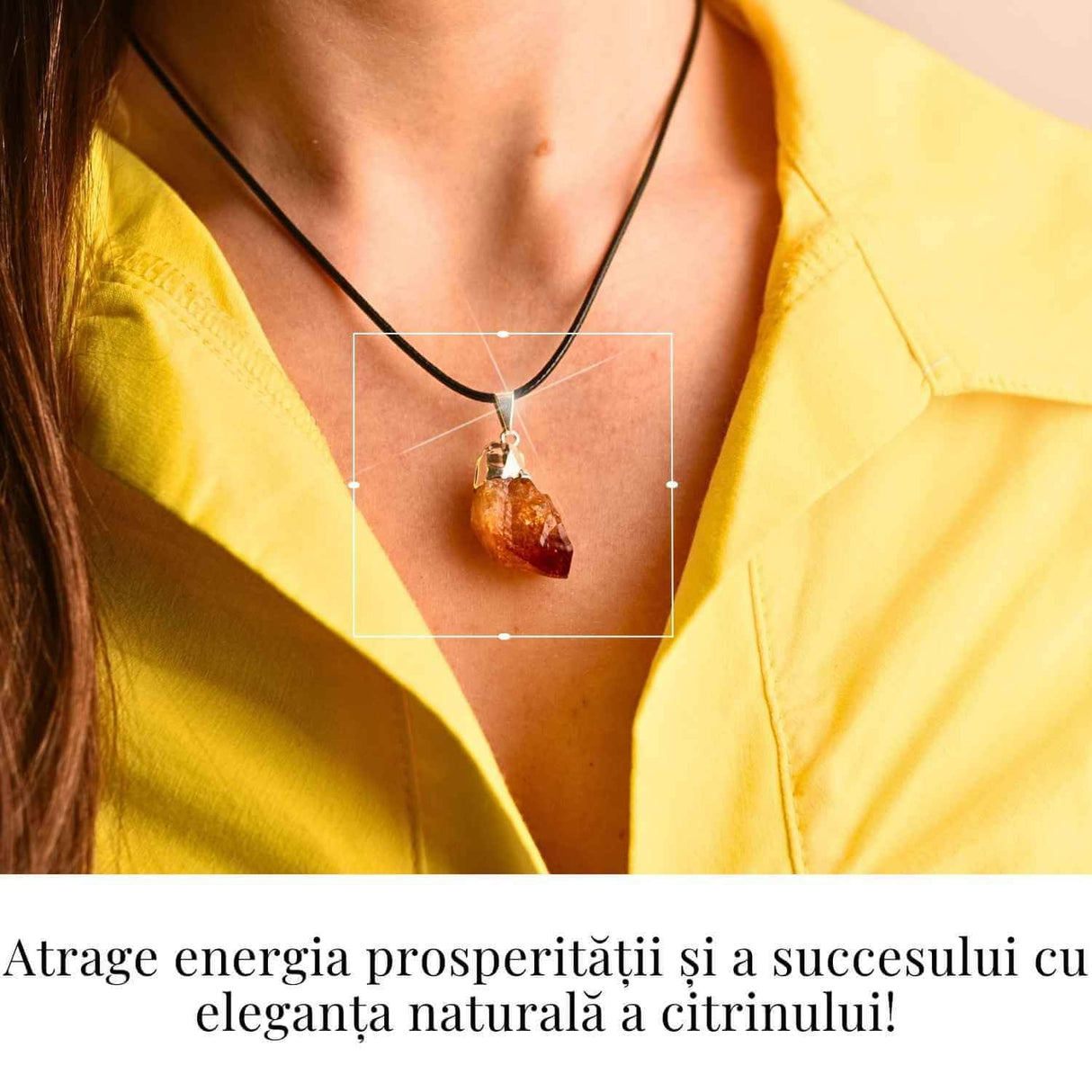 Colier cu pandantiv varf Citrin argintiu - Energie si Prosperitate