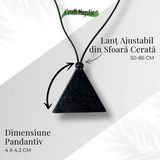 Colier cu Pandantiv Triunghiular din Shungit Natural - Protectie Energetica si Echilibru Interior