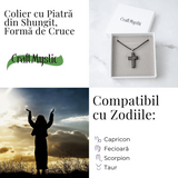 Colier cu Pandantiv Cruce din Shungit Natural - Protectie Energetica si Liniste Interioara
