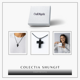 Colier cu Pandantiv Cruce din Shungit Natural - Protectie Energetica si Liniste Interioara