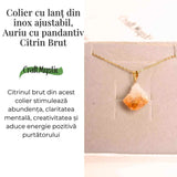 Colier auriu cu pandantiv citrin brut - Energie si Prosperitate