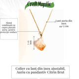 Colier auriu cu pandantiv citrin brut - Energie si Prosperitate