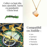 Colier auriu cu pandantiv citrin brut - Energie si Prosperitate
