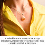 Colier auriu cu pandantiv citrin brut - Energie si Prosperitate