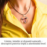 Colier cu pandantiv rotund si 3 pietre varf Ametist - Claritate si Eleganta Naturala