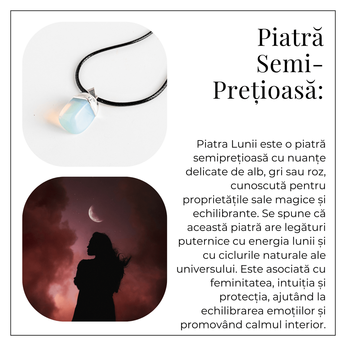 Colier cu piatra rulata de Piatra Lunii - Incredibil echilibru emotional