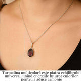 Colier Argint 925 cu Turmalina Multicolora Bruta neuniforma- Armonie, Protectie si Bucurie Interioara