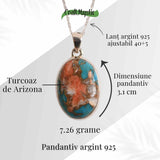 Colier Turcoaz Arizona si Argint 925, 7.77 gr - Protejeaza si Echilibreaza