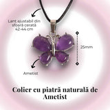 Colier ajustabil fluture cu Ametist - Protecție și Eleganță