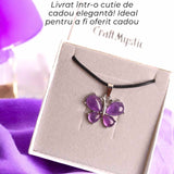 Colier ajustabil fluture cu Ametist - Protecție și Eleganță