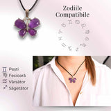 Colier ajustabil fluture cu Ametist - Protecție și Eleganță