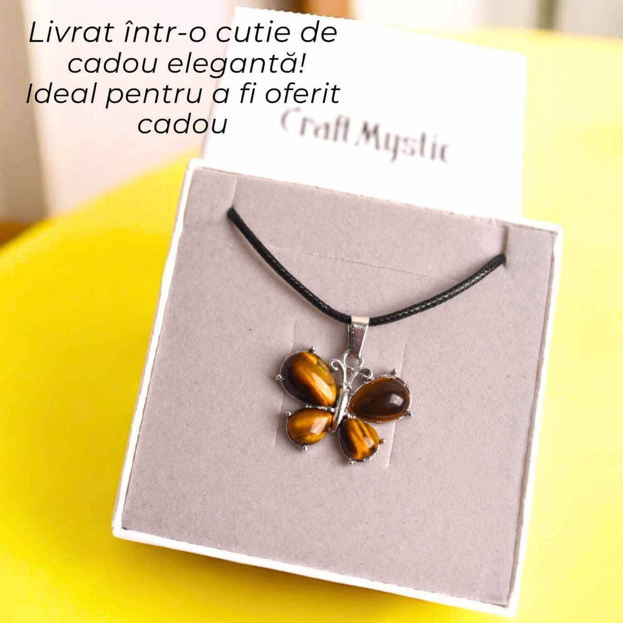 Colier ajustabil fluture cu Ochi de tigru - Protecție și Eleganță