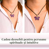 Colier ajustabil fluture cu Ametist - Protecție și Eleganță