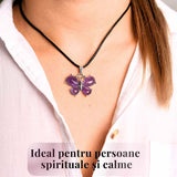 Colier ajustabil fluture cu Ametist - Protecție și Eleganță