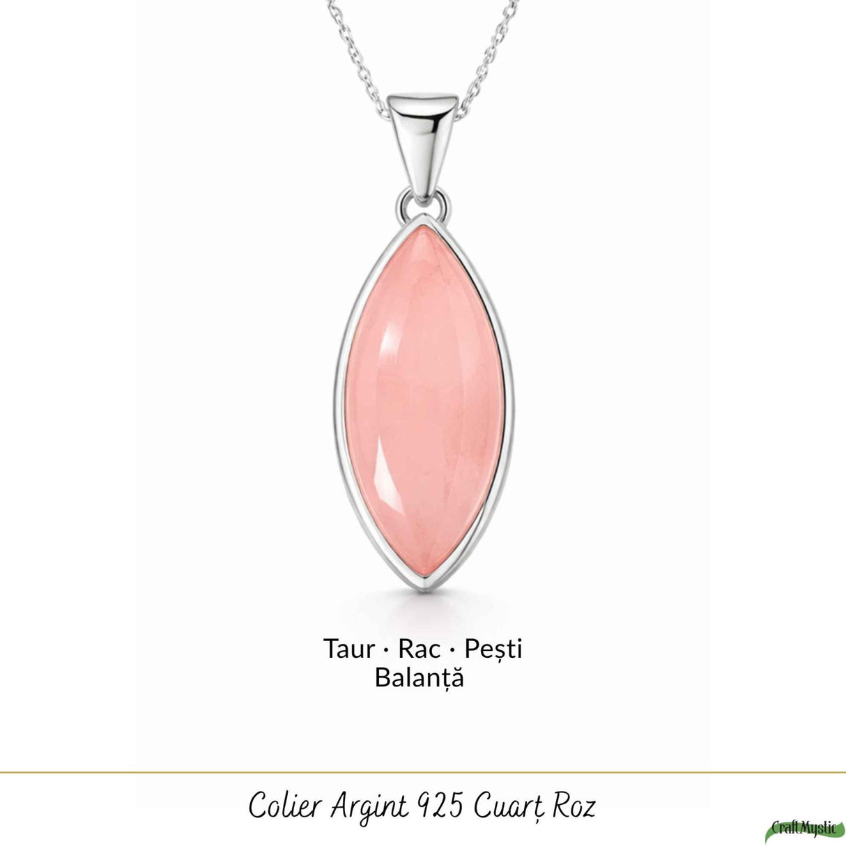 Colier Cuart Roz forma delica din Argint 925 – iubire de sine si feminitate blanda
