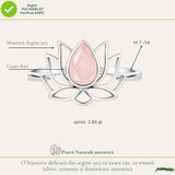 Inel Cuart Roz fatetat Lotus din Argint 925 – iubire de sine si echilibru interior