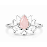 Inel Cuart Roz fatetat Lotus din Argint 925 – iubire de sine si echilibru interior