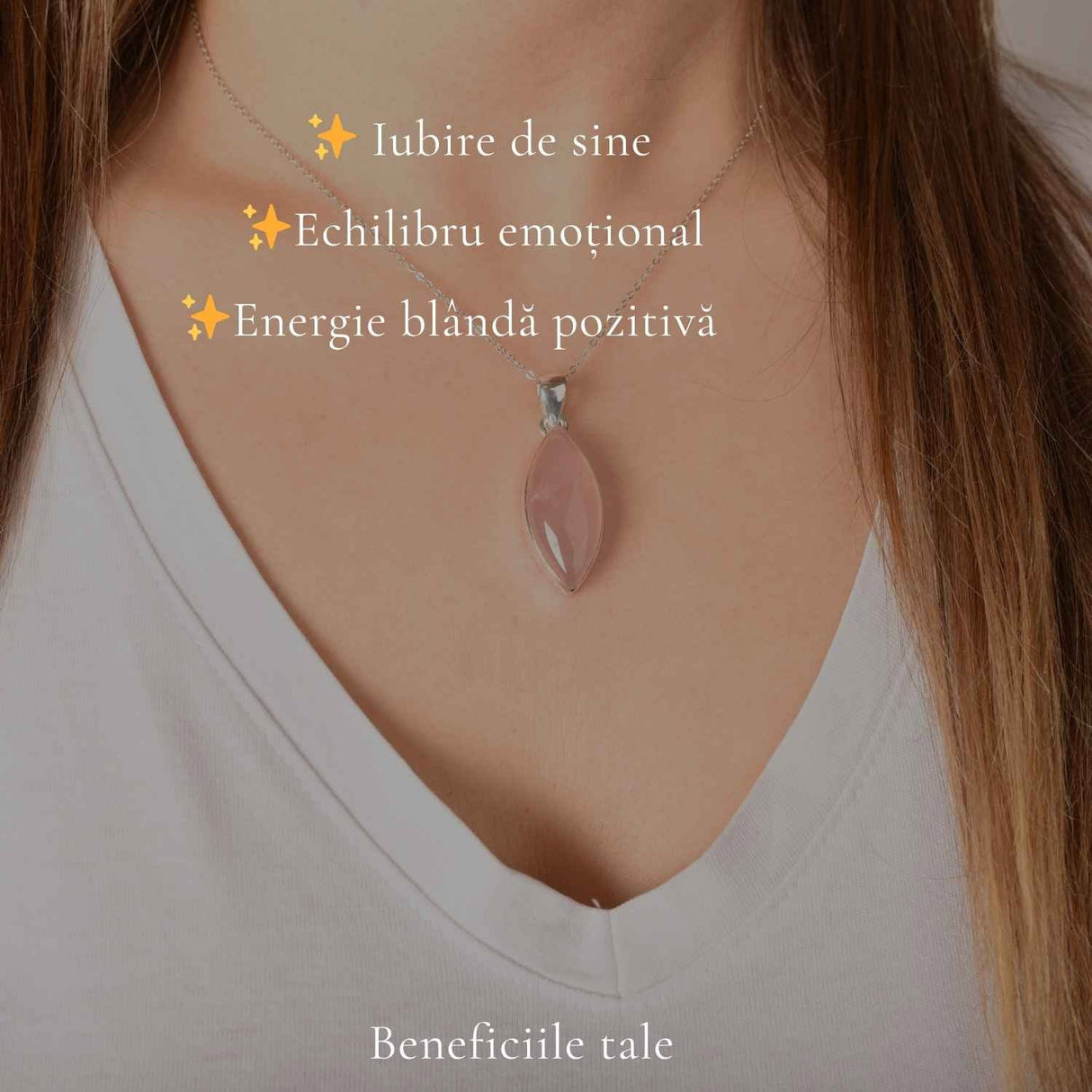 Colier Cuart Roz forma delica din Argint 925 – iubire de sine si feminitate blanda