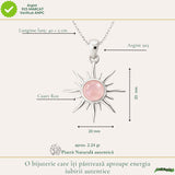 Colier Cuart Roz Soare din Argint 925 – iubire de sine si energie luminoasa